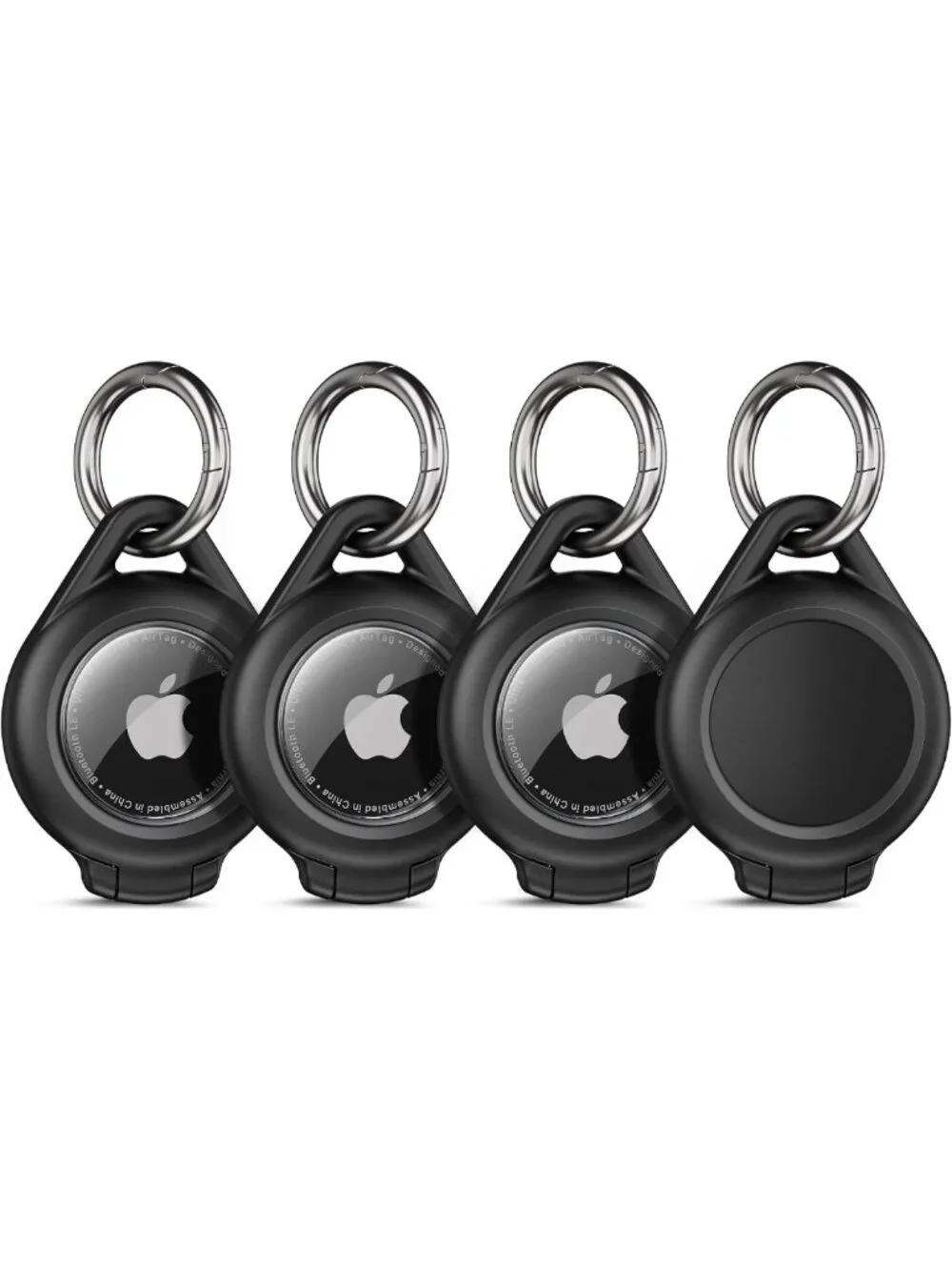 Waterproof Keychain Holder for AirTag - 4 Pack, Durable Black Keyring